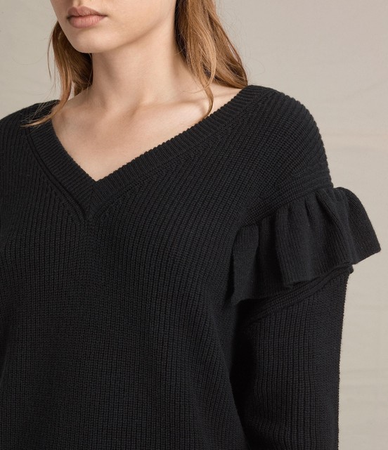 NWT All Saints AllSaints Parnell v-neck black sweater wool xs s m $268 | eBay