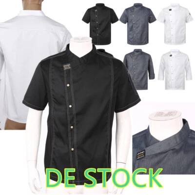 MARKENLOS DE Chef Jacke Herren Damen Kurz/Langarm Restaurant Chefs Mantel Uniform Kochhemd