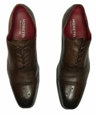 Moretti Black Label Square Toe Brown Leather Dress Oxford Shoes Men s (Size: 13)