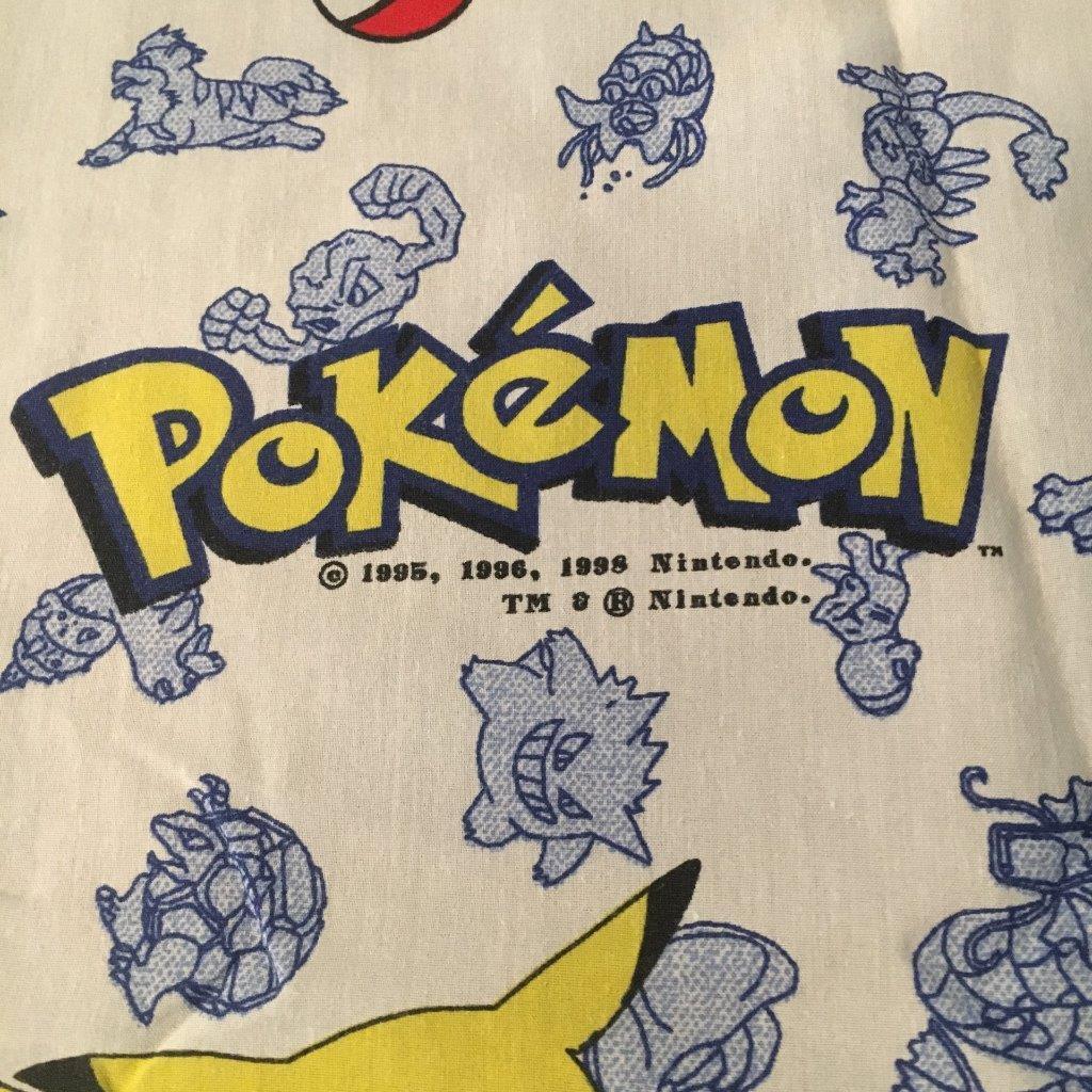 Vintage 1998 Pokemon Fabric Lightweight Polyester 66 x 74 Inches Made in USA