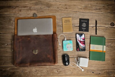 personalized leather computer bolsa