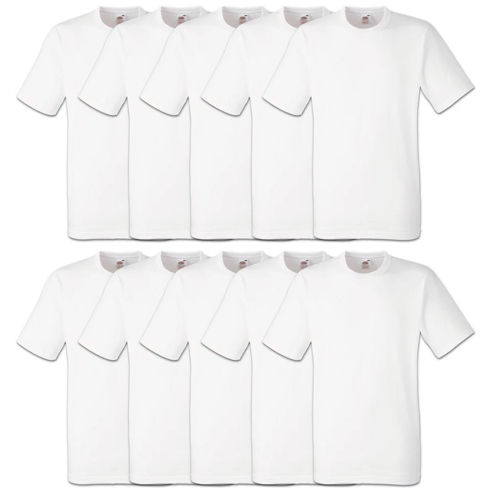 10er Fruit of the Loom T-Shirt Heavy Cotton Weiss S - 3XL Schwere Qualität Shirt