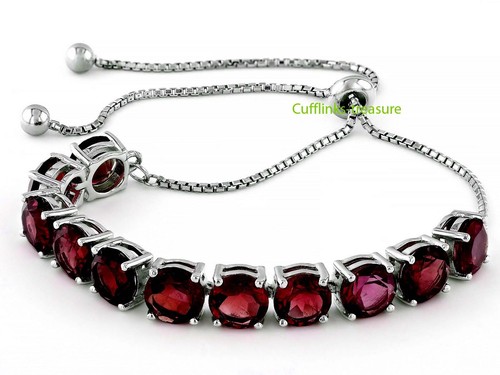 Natural 5 MM Garnet Gemstone with 925 Sterling Silver Bracelet For Women's #30 - Picture 3 of 6