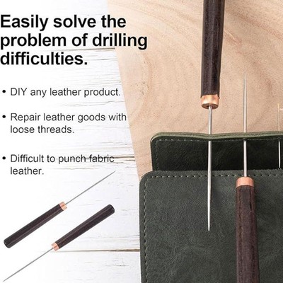 2x Leder Awl Punch Tool Scratch Awl für Lederhandwerksnähte Holzarbeiten