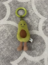 Jellycat Amusable Jitter Green Avocado Pull Cord Rattle Plush Toy Retired Baby