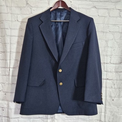 Vintage 70s Levis Action Suit Blazer Mens 44S Blue Sta-Prest Sport Coat Jacket