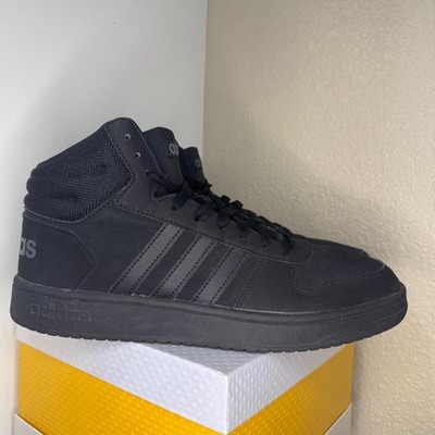 adidas Hoops 3.0 Mid sneakers in the versatile Triple Black colorway.