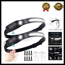 Lightweight 230° Wide-Angle Rechargeable Head Torch with Motion Sensor - 2 Pack