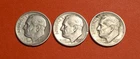 1949S - 1955D and 1955S  -  3 Key Roosevelt Dimes - Average Circulated Condition