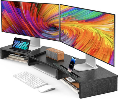 AMERIERGO Dual Monitor Stand Riser for 2 Monitors, Monitor Stand for Desk, Adjus