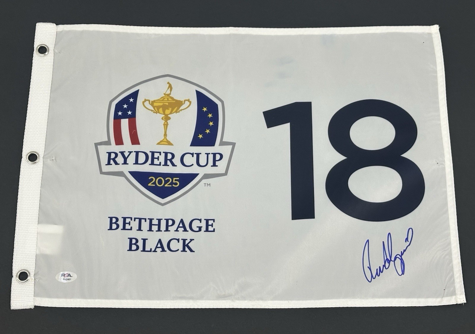 Rasmus H jgaard Autographed Signed Rasmus Hojgaard 2025 Ryder Cup Europe Auto Golf Flag PSA COA 