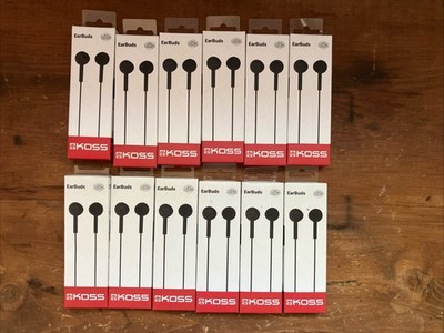 (12) Koss  In Ear Earbuds, Black KE5k Lot of 12
