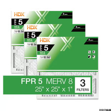 25 in. x 25 in. x 1 in. Standard Pleated Air Filter FPR 5, MERV 8 3-Pack 