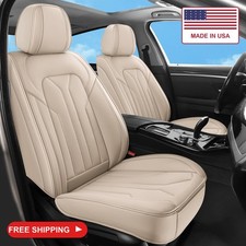 Sxikin Beige Car Seat Covers Full Set,5 Seat Leather Seat Covers for Cars