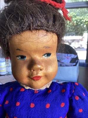 Vintage German Hildegard Krahmer Puppen 13'' Carved Wooden Cloth LE Doll