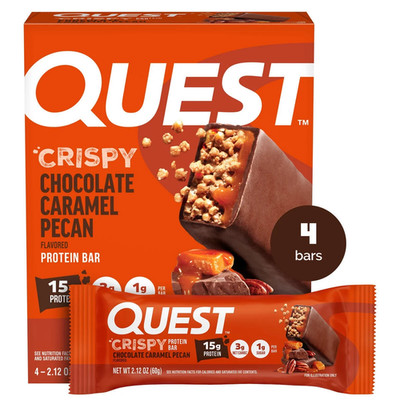 Quest Crispy Hero Protein Bars, Low Carb, Keto Friendly, Chocolate Caramel Pecan