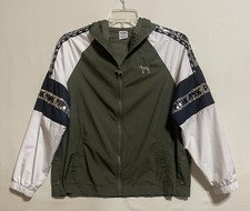 Victoria Secret PINK Anorak Windbreaker Hoodie XS/S Campus Olive Y2K Bling