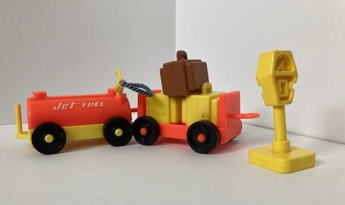 Vintage Fisher Price Little People Luggage Suitcases Airport Jet Fuel Planes Lot