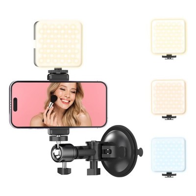 Suction Cup Phone Holder with Rechargeable Light, Versatile Wall Mount for Creat