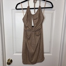 21 Saints Halter Cut Out Bodycon Textured Ribbed Dress Size Medium 1023-A1