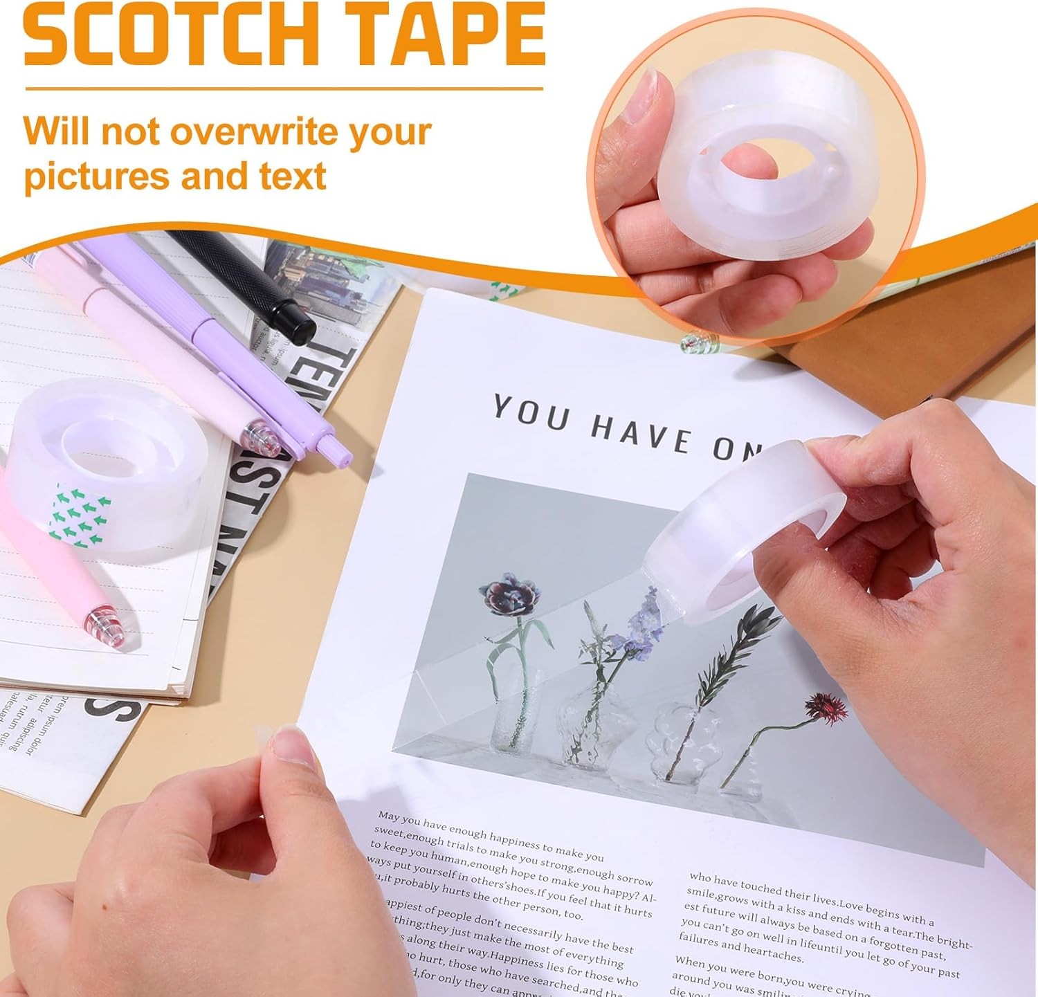 12 Rolls Clear Tape Refills for Dispenser, Refills, Gift Wrapping... 