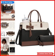 Laptop Tote Bag for Women 15.6 Inch Waterproof Leather Work Briefcase with