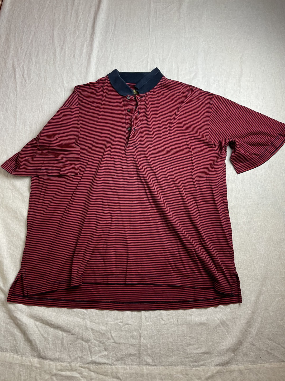 Vintage 90s Y2K RMG Chairman Red Mens XL Striped Double Mercerized Polo Shirt