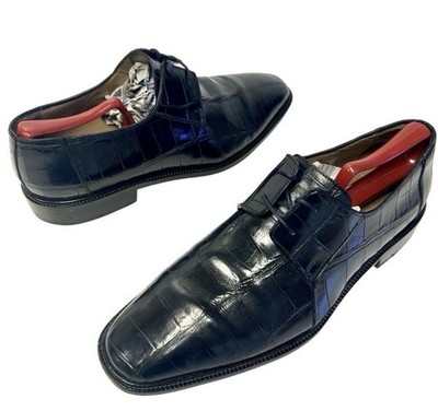 Luxor Italy Men's Black Genuine ALLIGATOR Skin DRESS Shoe Plain Toe Oxford 11 M
