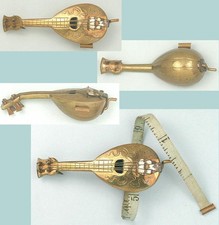 Antique Figural Brass Mandolin Tape Measure * Continental * Circa 1900