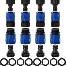 Garden Hose Quick Connectors 4 Set 3/4 Inch Male and Female Plastic