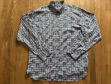 visconti black shirt Men’s 2XL Multicolor Circles Button Up Long Sleeve 