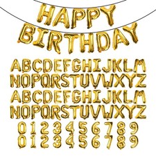  85 PCS 16" Gold Letter Number Balloons, Happy Birthday  2 Sets of A-Z 0-9,...