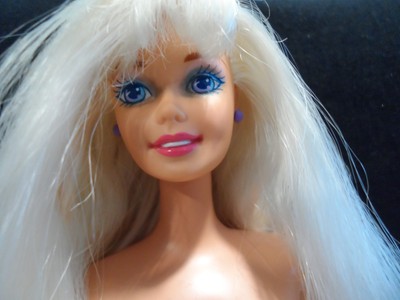 Vintage 1976 Barbie Doll Nude Play Repaint OOAK Blonde Hair Blue Eyes
