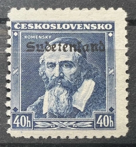 Czechoslovakia 1938 Sudetenland Overprint 40h Signed MH Stamps RARE