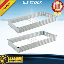 8x4x1ft Galvanized Raised Garden Bed 2 Pack Metal Planter Box Silver