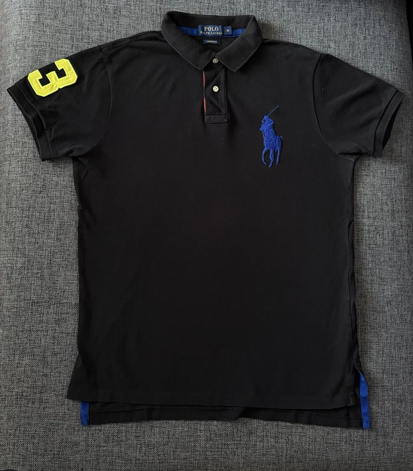 Polo Ralph Lauren Herren Poloshirt Kurzarm Gr. M Custom Fit Schwarz mit Big Pony - Bild 1 von 3