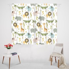 MESHELLY Baby Boys Safari Animals Curtains 42"W x 45"H Rod Pocket Kids Bedroom
