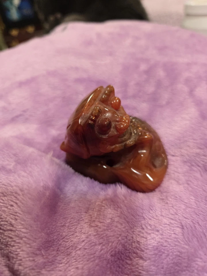 Piedra de cornalina tallada a mano Pixio mítica china sólida pieza MUY RARA Foto 2 de 4