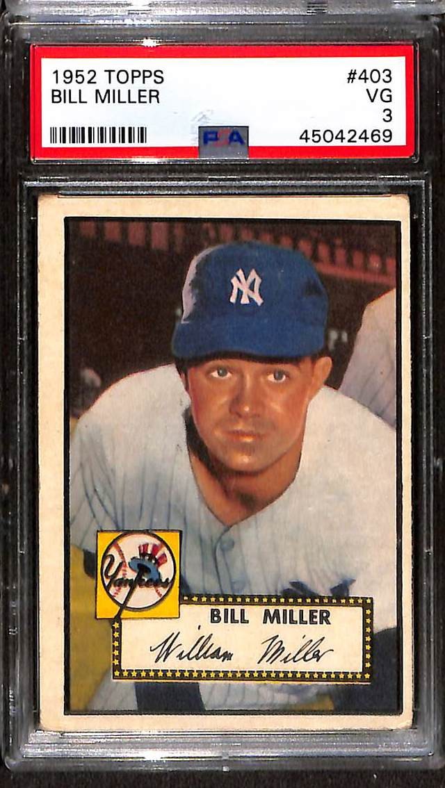 1952 Topps #403 BILL MILLER PSA 3 VG 45042469