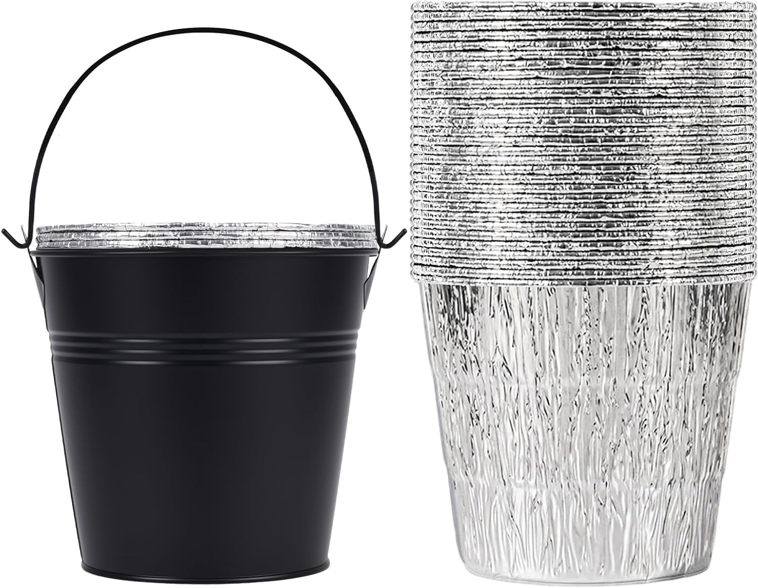30-Pack Grease Liner And 1 Pack Black Bucket, Grill Drip Cups Compatible For Tra