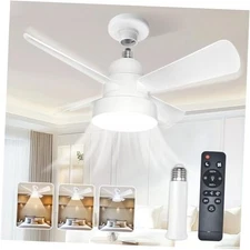 Socket Fan Light- Remote Control-- Dimmable LED Bulb- Screw in E26 Base White