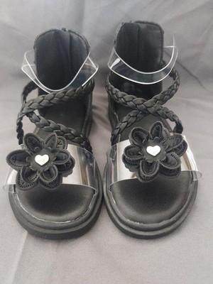 Toddler Girl Black Gladiator Clear Strap Sandals Size 8 1/2 US/Size 27 EUR