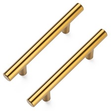 Aegero 10 Pack Cabinet Pulls Brushed Brass Stainless Cabinet Handles, for Kit...