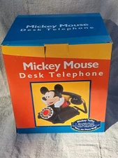 VTG Disney Mickey Mouse Desk Telephone With Box Corded Landline by Telemania
