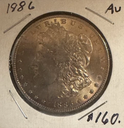 1886 Morgan Silver Dollar AU PL Flashy semi key date