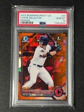 CHASE DELAUTER PSA 10 2022 BOWMAN CHROME DRAFT SAPPHIRE ORANGE REFRACTOR RC /25
