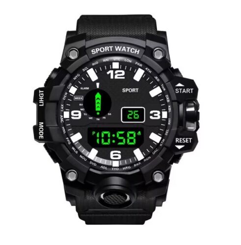 YIKAZE Men's LED Digital Watch Blk with Wht Dial Sport, Fitness, Multi Function - Picture 7 of 14