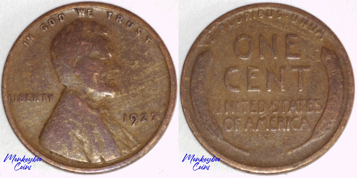 Uncertified Lincoln Wheat Penny 1927 Year US Coin Errors for sale