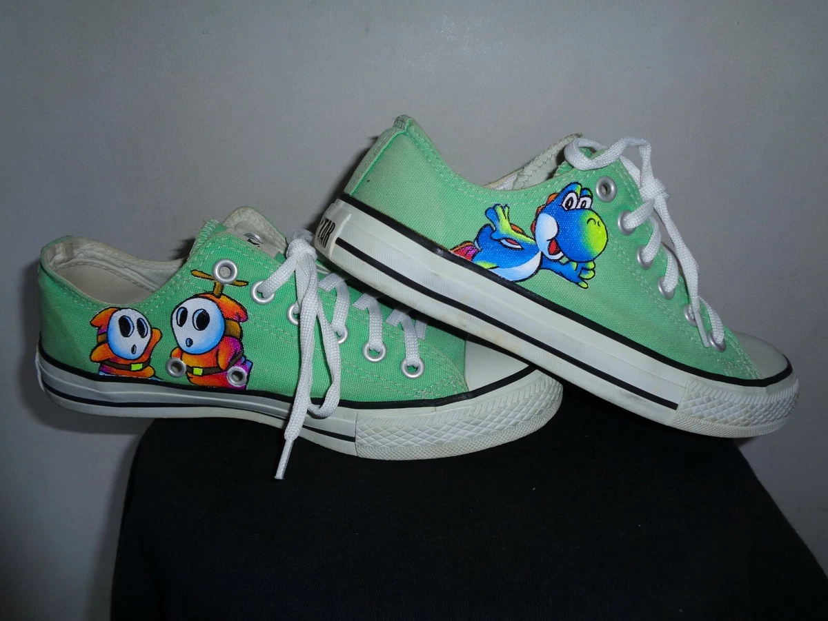 Custom Hand Painted Converse All Star Shoes - Nintendo Yoshi's Island N64  SNES