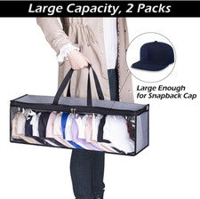 2 PCS Wide Hat Storage for Baseball Caps Organizer with 2 Sturdy Handles Hat ...